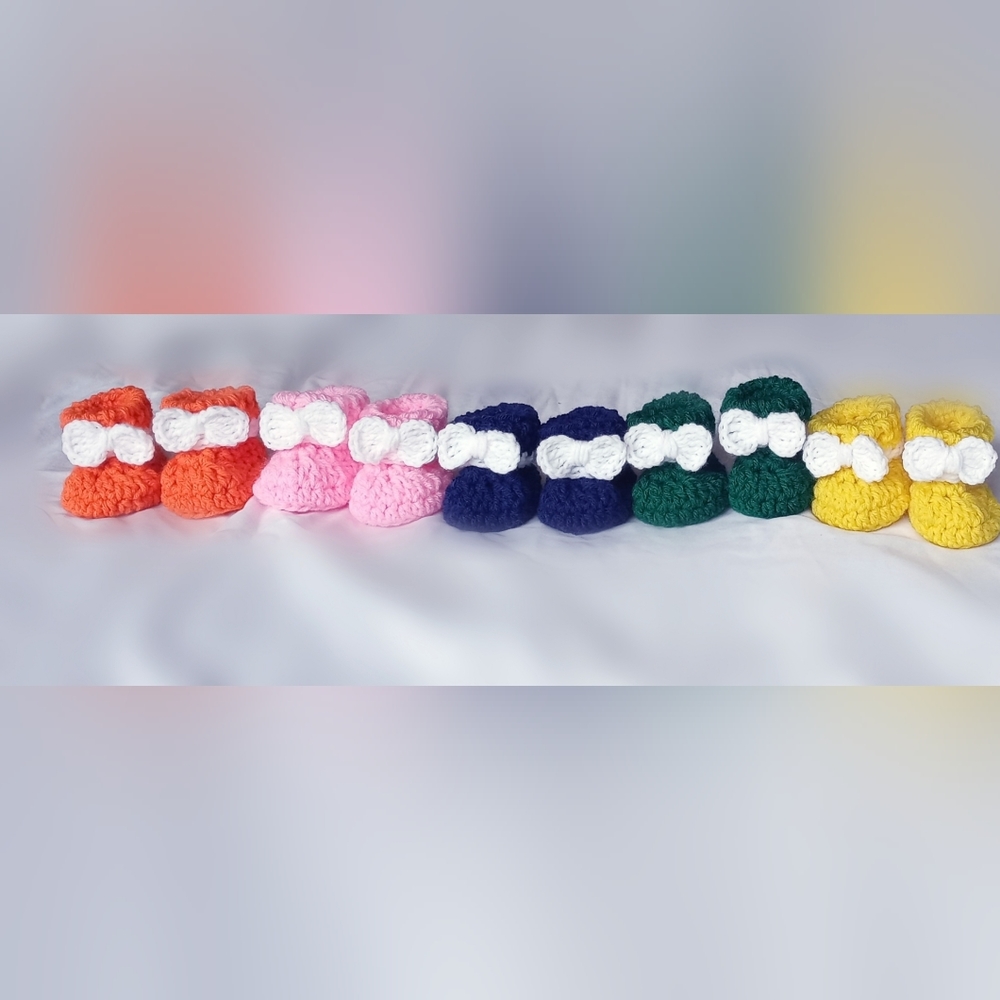 Handmade Baby Girl Booties W/Bows